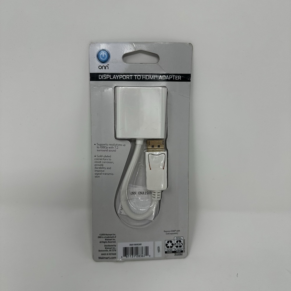 Onn Displayport to HDMI Cable Converter Adapter for PC Laptop Desktop - New